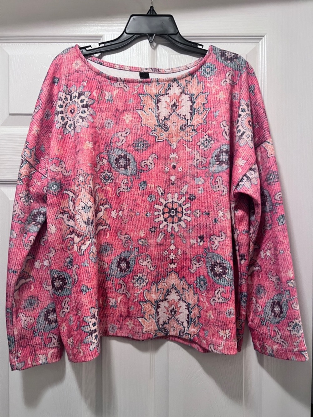 Women’s Pink Floral Print Long Sleeve Top